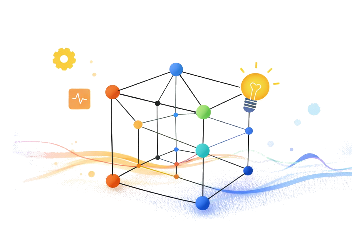 Dimensional learning cube illustration
